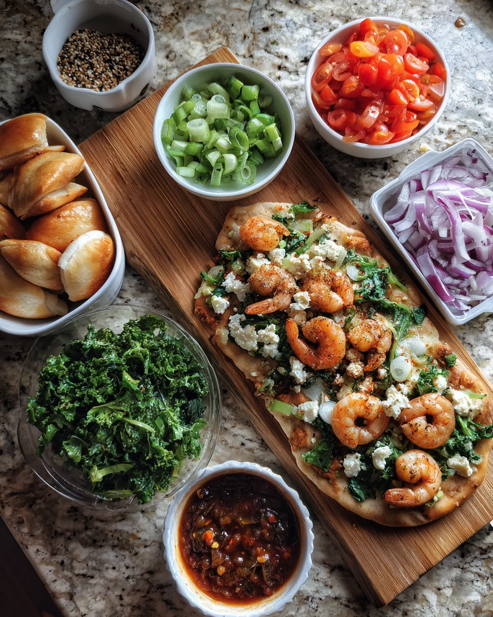 Sweet Garlic Chili Shrimp Flatbread
