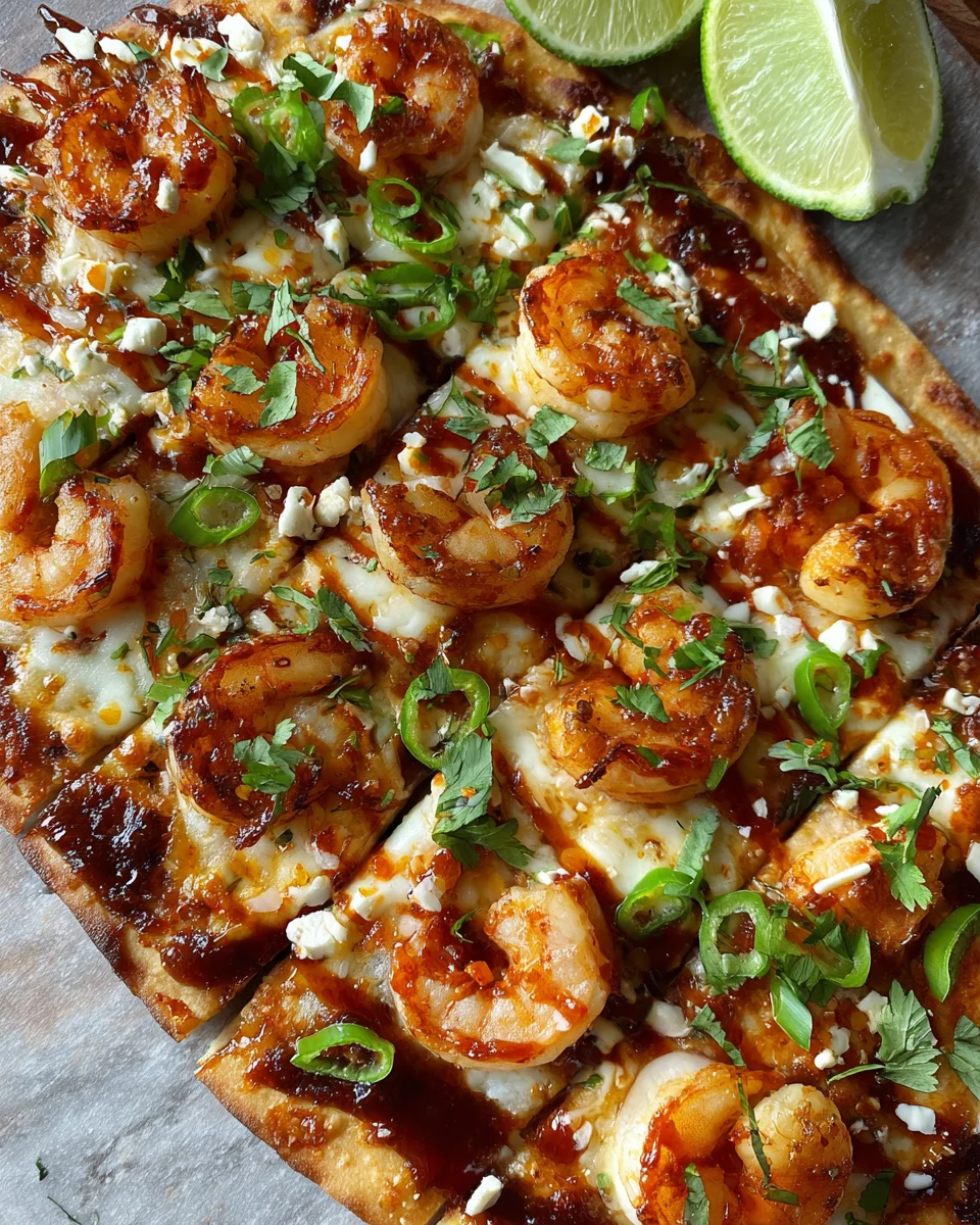 Sweet Garlic Chili Shrimp Flatbread