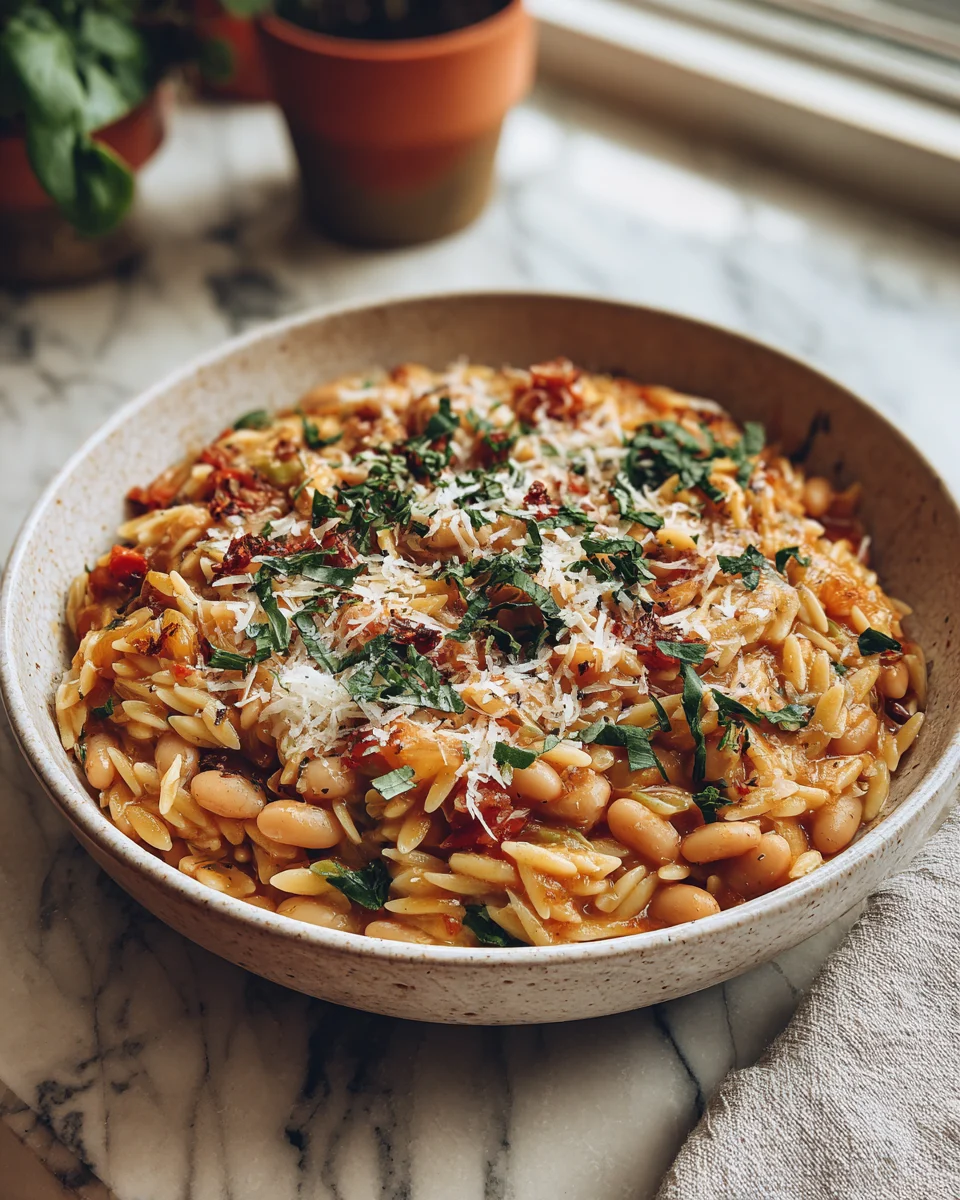 Tuscan White Bean Parmesan Orzo