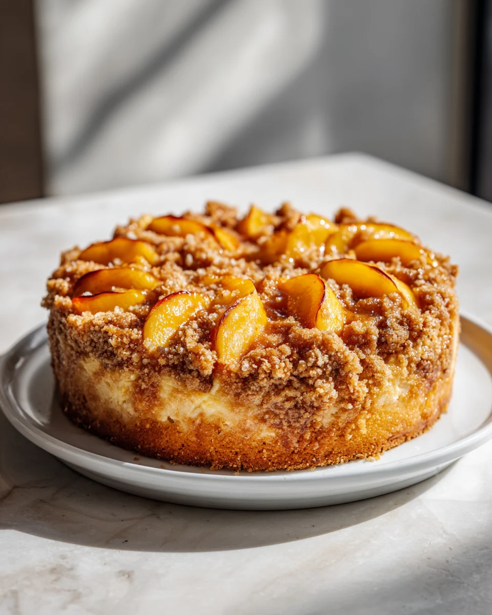 Vanilla Bean Peach Crumble Cake