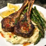 Lamb Chops with Mashed Potatoes and Asparagus