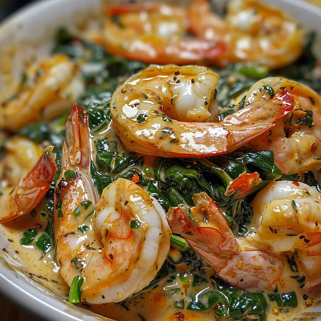 Creamy Shrimp and Crab Spinach