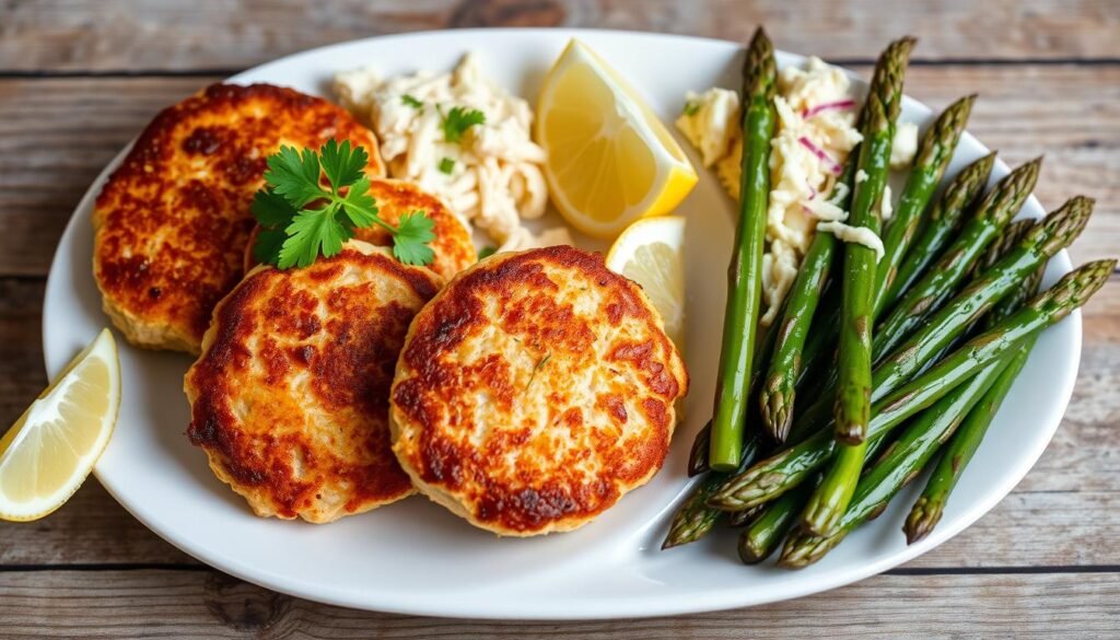 Salmon Patties with Side Dishes