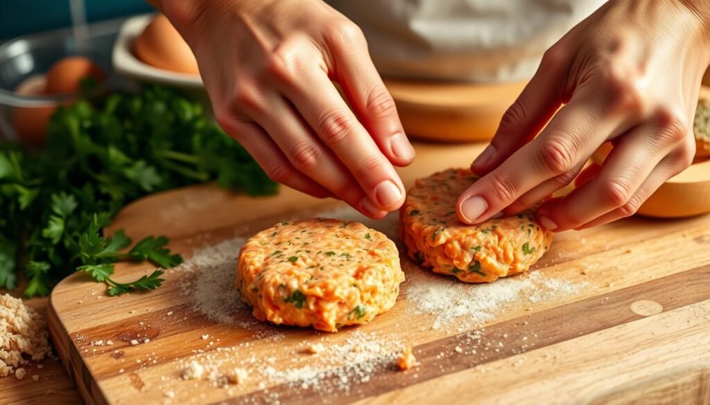 Salmon Patty Shaping Technique