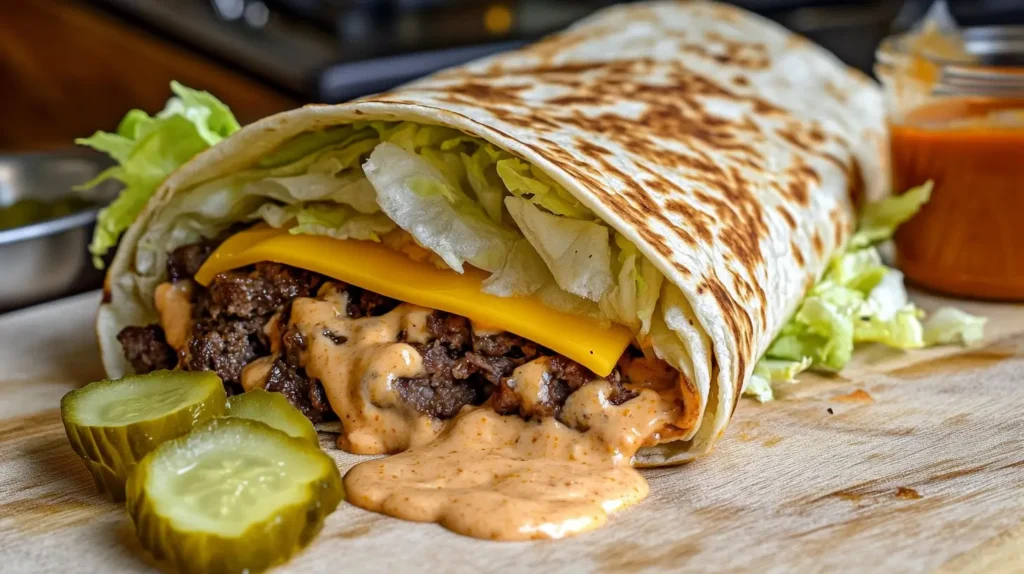 Big Mac Tortilla Wrap on a Plate