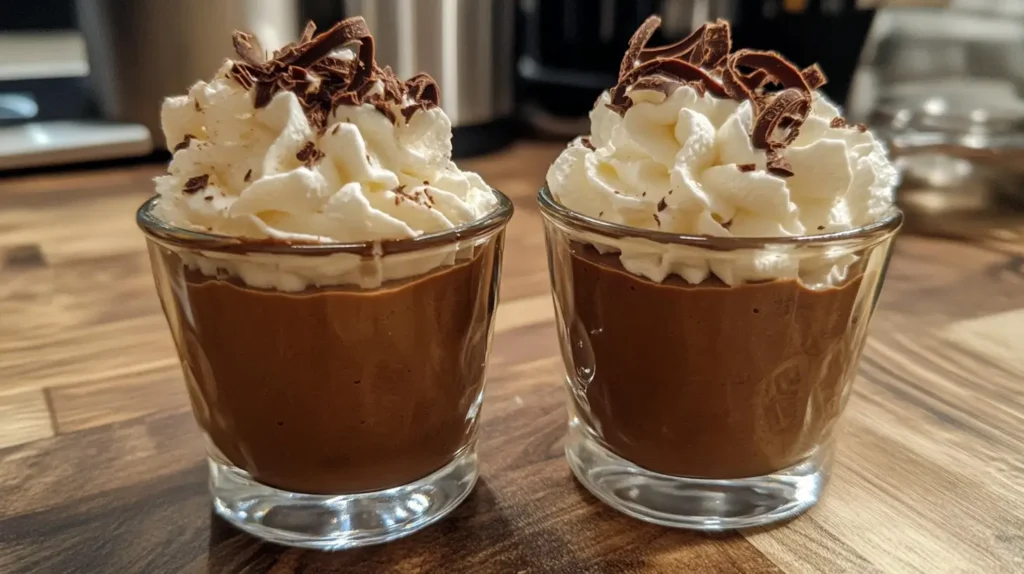 Classic 3-Ingredient Chocolate Mousse served in elegant glasses.