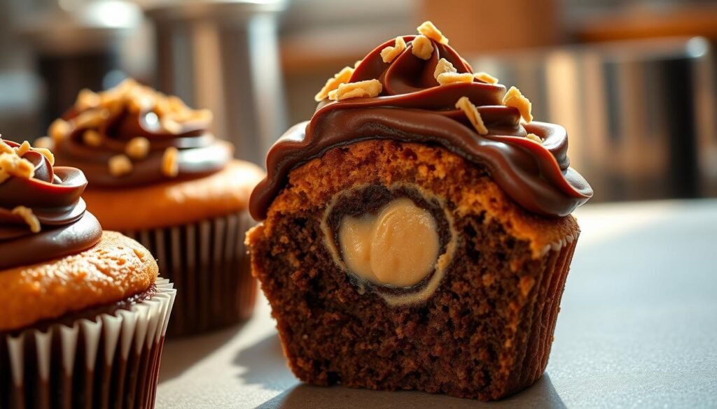 Gooey Chocolate Peanut Butter Cupcakes