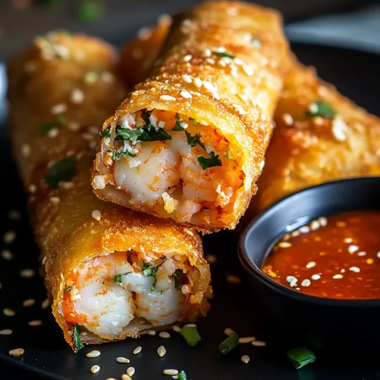 Crispy golden Shrimp & Crab Rangoon Egg Rolls with dipping sauce