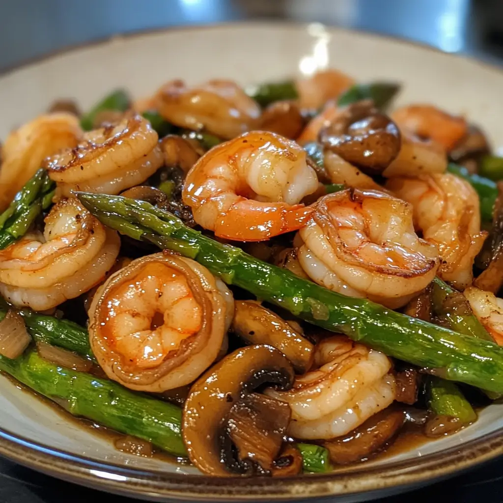 Shrimp and Asparagus Stir-Fry with Mushrooms