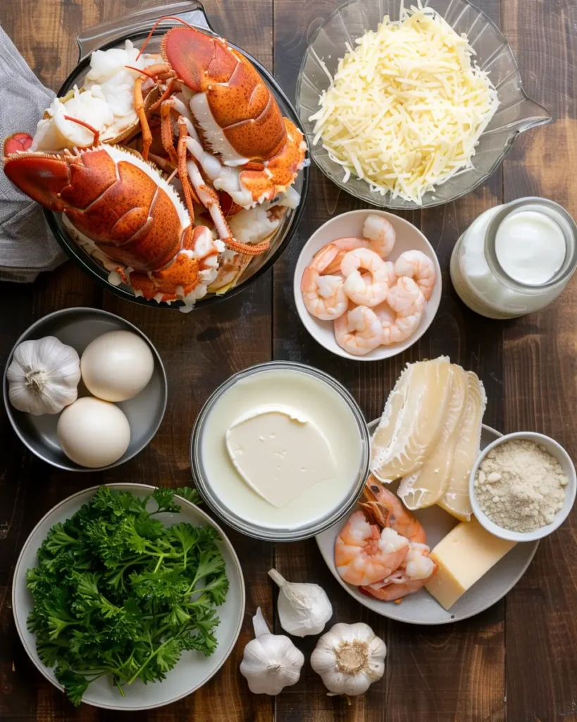 Seafood Lasagna with Lobster and Shrimp ingrediants