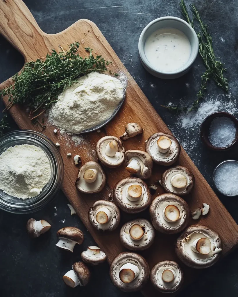 Fried Sliced Mushrooms with Ranch ingrediants