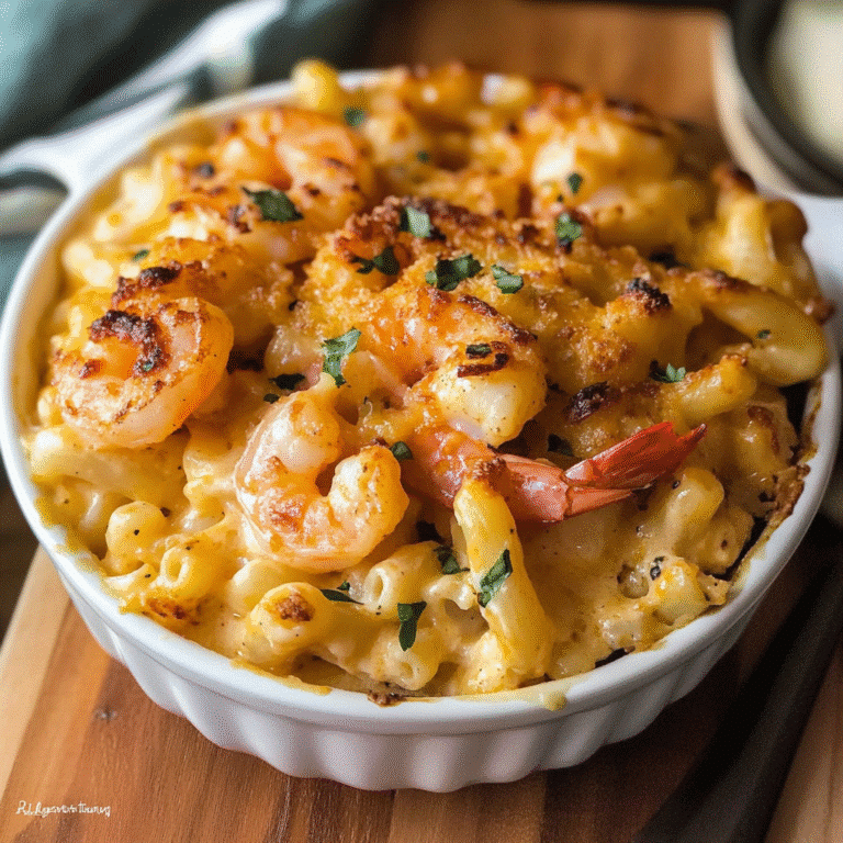 A beautifully plated serving of Crab and Shrimp Macaroni Pie with natural lighting on a clean background.
