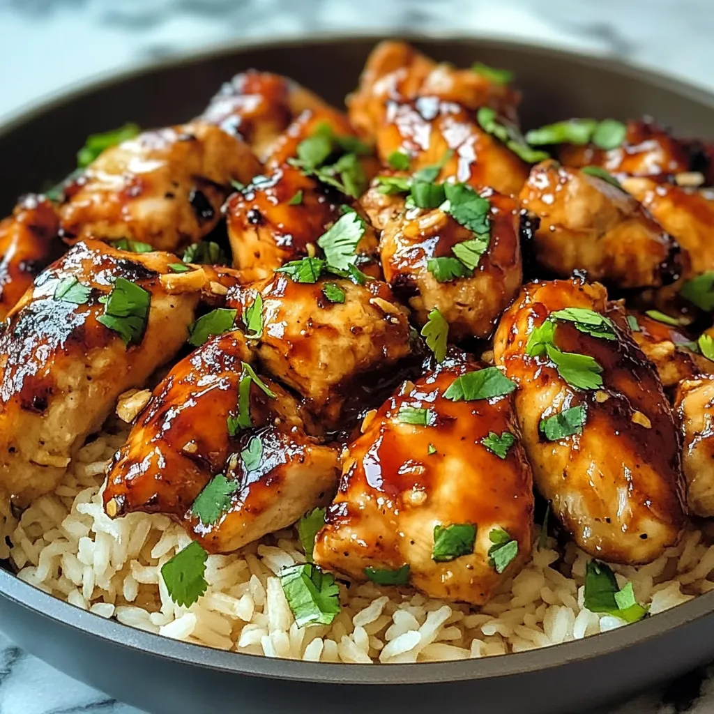 A beautifully plated serving of One-Pan Bold Honey BBQ Chicken Rice with natural lighting on a clean background.