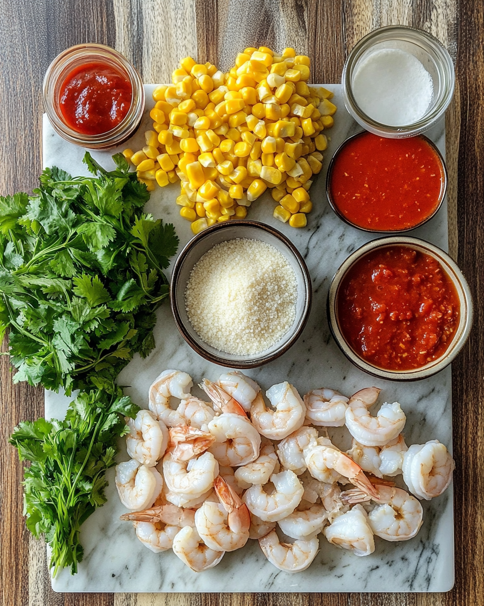 Ingredients for Savory Shrimp and Sweet Corn Queso Bake: A Fiesta of Flavor in Every Bite