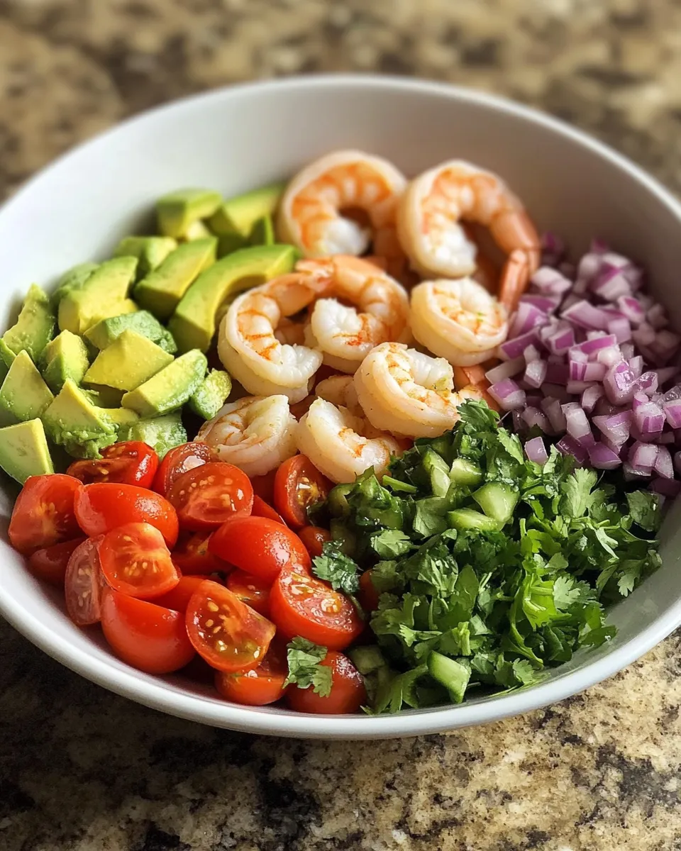 Ingredients for Dive into Freshness with Avocado Salsa Shrimp Salad Delight