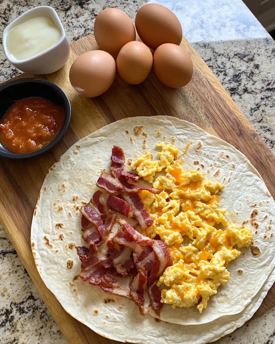 Ingredients for Sizzle and Savor: The Ultimate Bacon Egg Cheese Breakfast Quesadillas Recipe