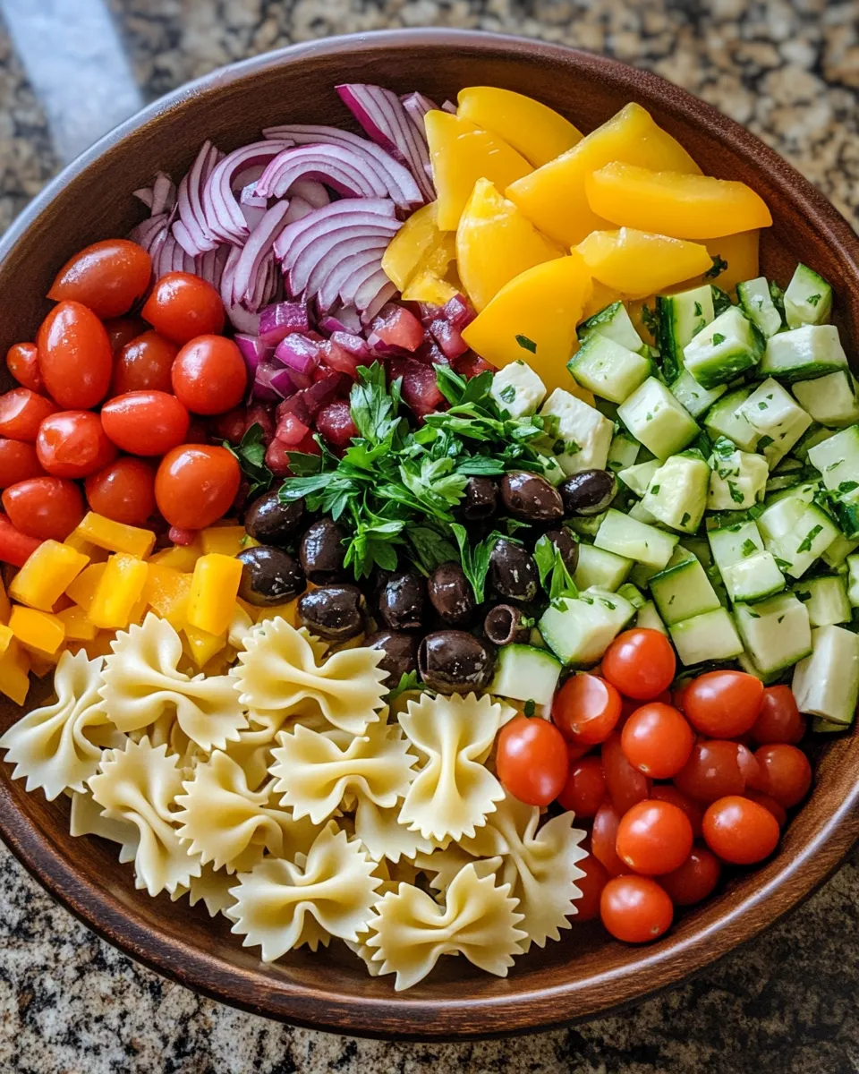 Ingredients for Colorful Bow Tie Pasta Salad: A Delightful Twist for Your Next Picnic