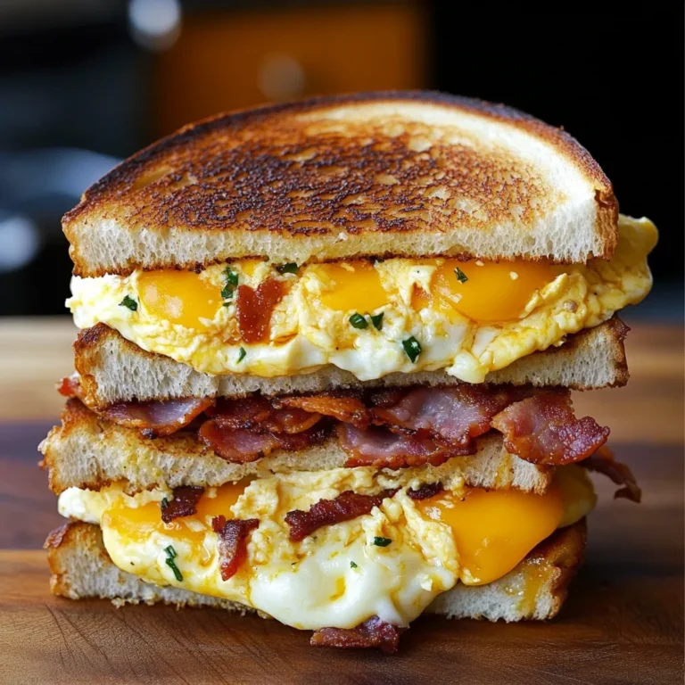 Photo of featured for Sizzling Sunrise Delight: Breakfast Grilled Cheese with Scrambled Eggs and Bacon