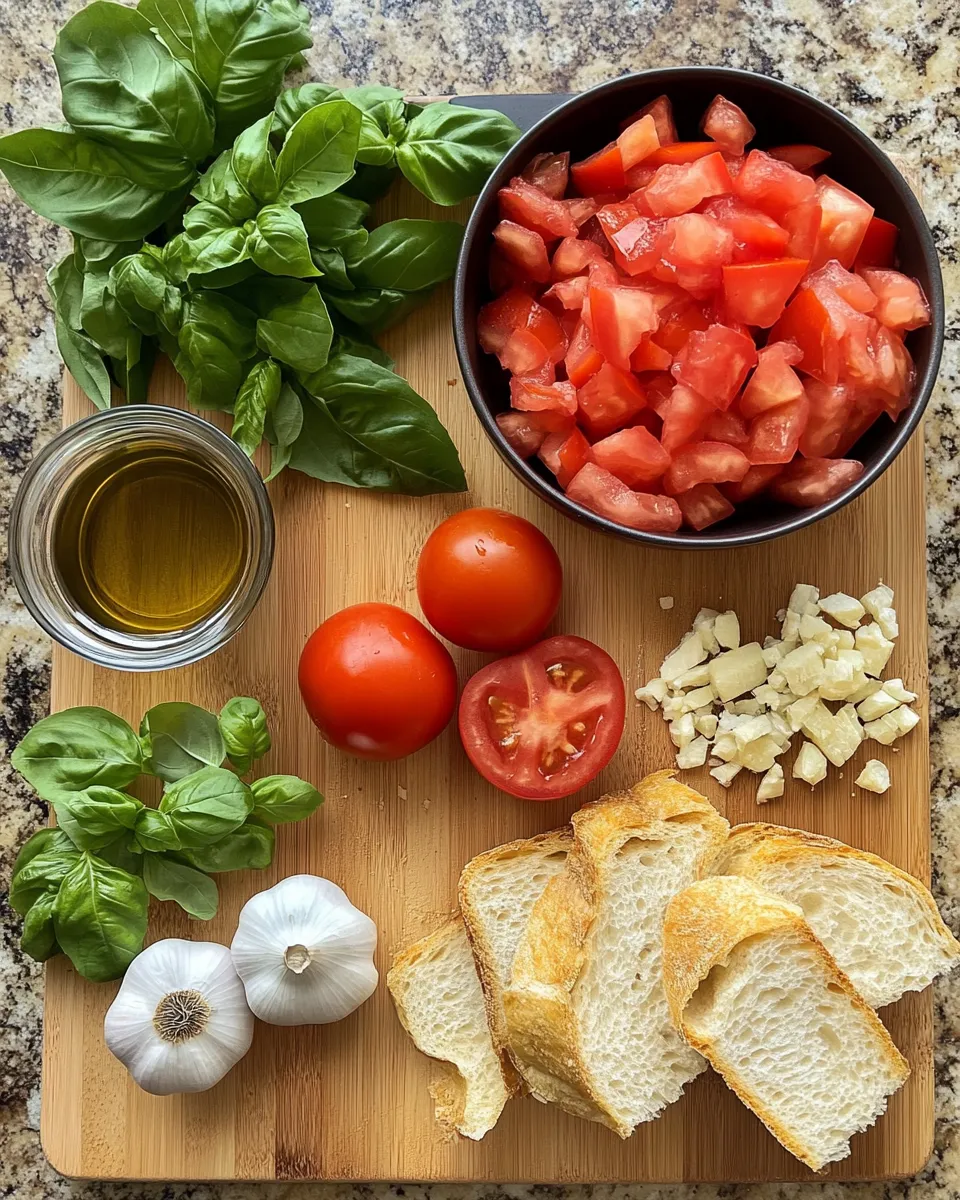 Ingredients for Savor the Summer: Perfect Bruschetta with Tomato and Basil