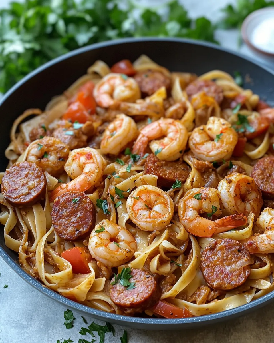 Ingredients for Savor the South: A Spicy Cajun Shrimp and Sausage Pasta Delight
