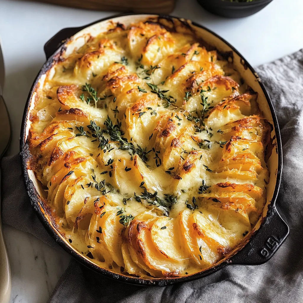 Photo of featured for Irresistibly Creamy Cheese Herb Potato Gratin: The Perfect Side Dish Delight
