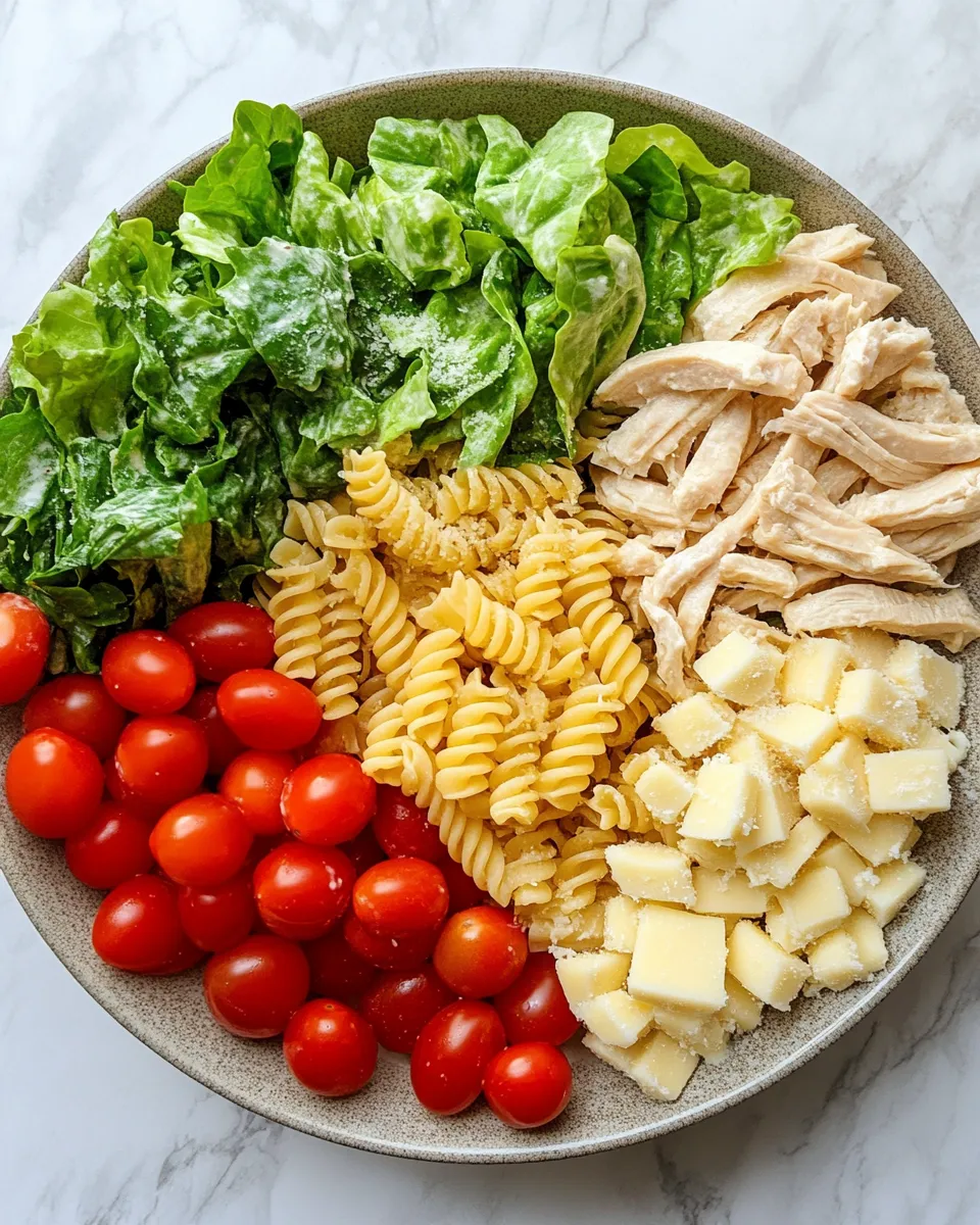 Ingredients for Creamy Chicken Caesar Pasta Salad: A Twist on a Classic Favorite