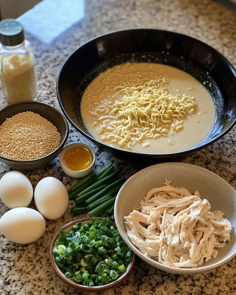 Ingredients for Slurp-Worthy Chicken Ramen in a Dreamy Creamy Garlic Sauce