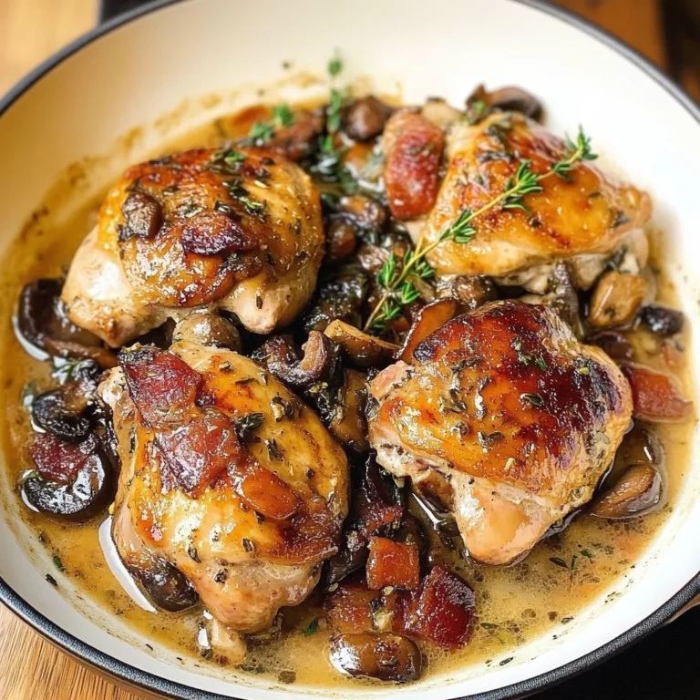 Photo of featured for Savor the Flavor: Chicken Thighs in a Lush Bacon Mushroom Thyme Sauce
