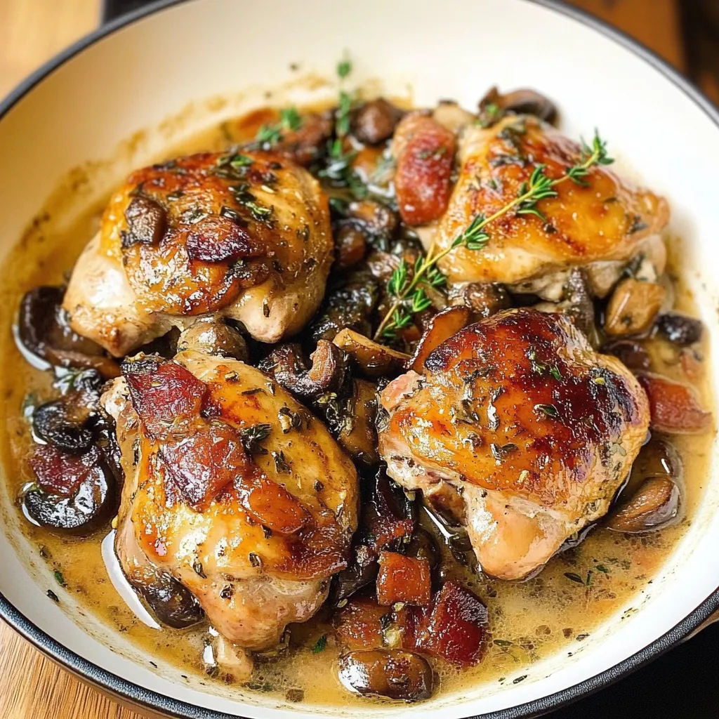 Photo of featured for Savor the Flavor: Chicken Thighs in a Lush Bacon Mushroom Thyme Sauce