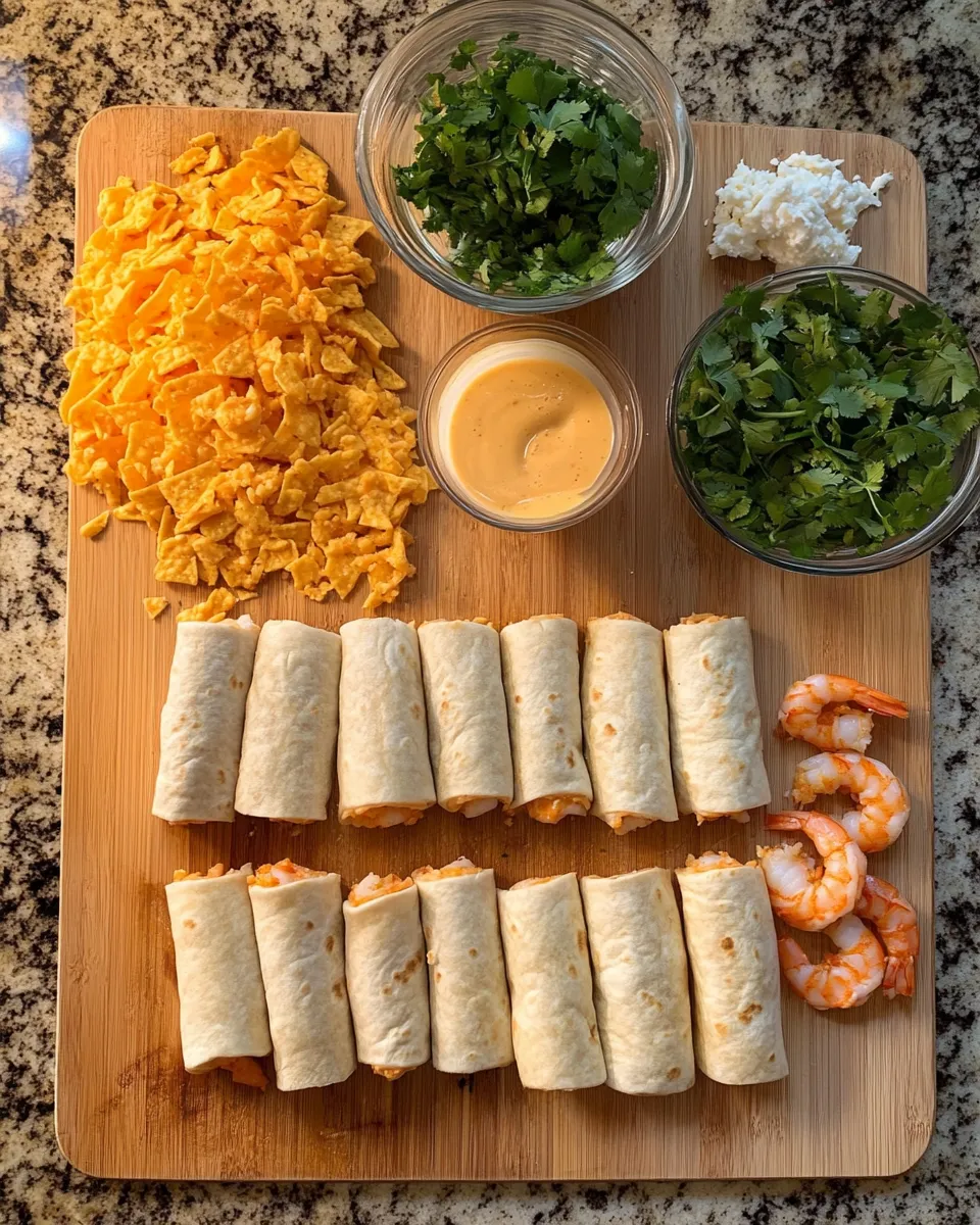 Ingredients for Dive into Deliciousness: Crabby Shrimp Nacho Queso Crunch Rolls Unleashed