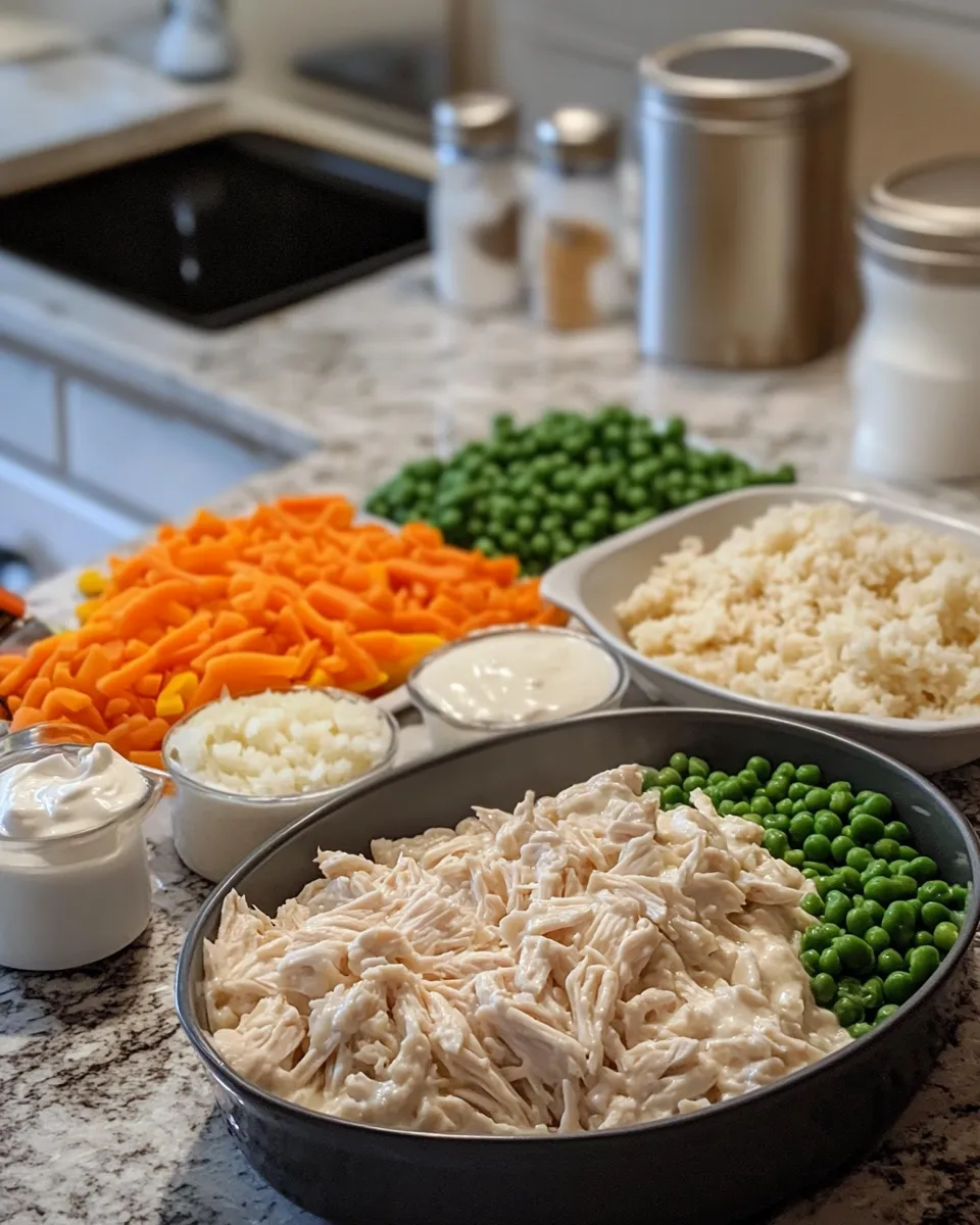 Ingredients for Heavenly Creamy Angel Chicken Rice Casserole: A Comforting Delight