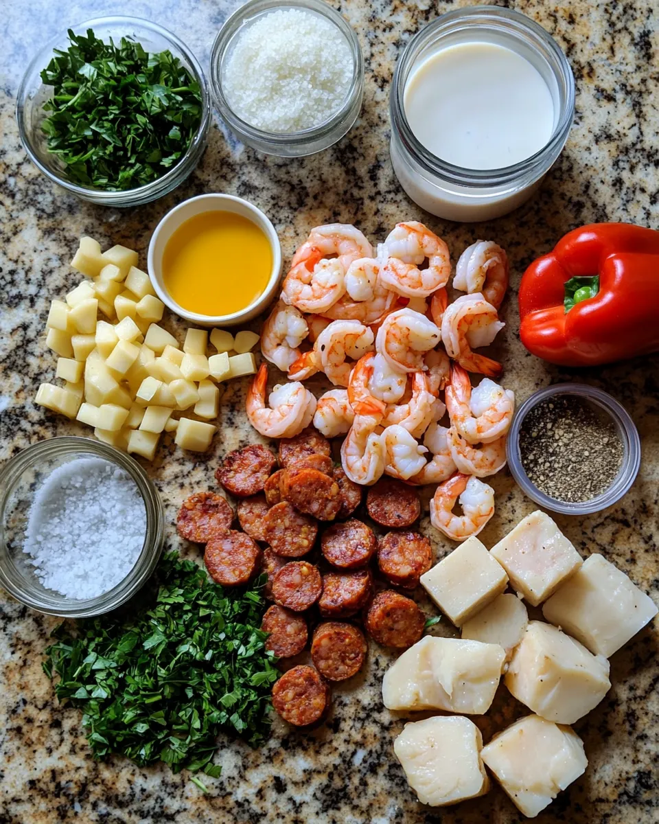 Ingredients for Spice Up Your Dinner: Irresistibly Creamy Cajun Shrimp with Sausage
