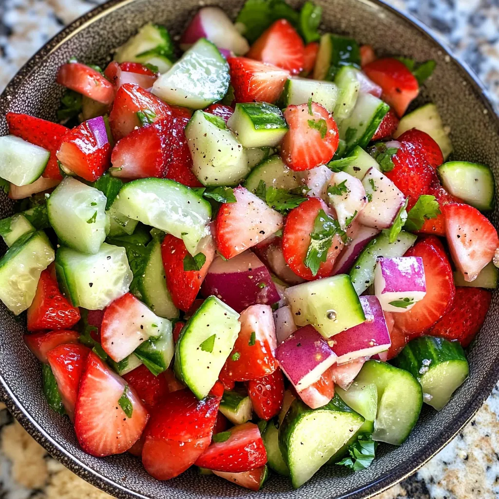 Photo of featured for Refreshing Cucumber Strawberry Salad: A Summer Delight