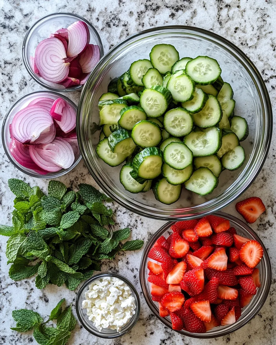 Ingredients for Refreshing Cucumber Strawberry Salad: A Summer Delight