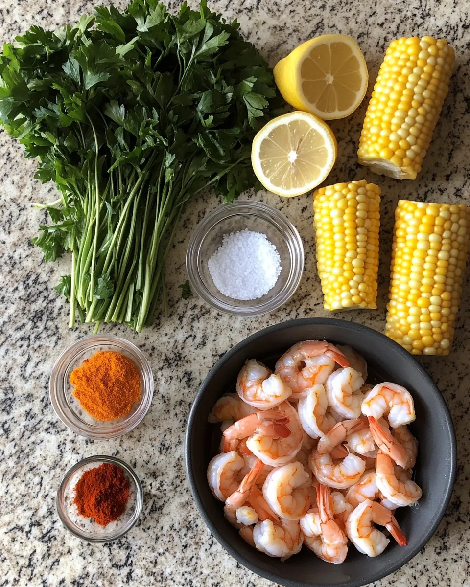 Ingredients for Savor the Sunshine: Garlic Herb Shrimp Corn Boil Delight