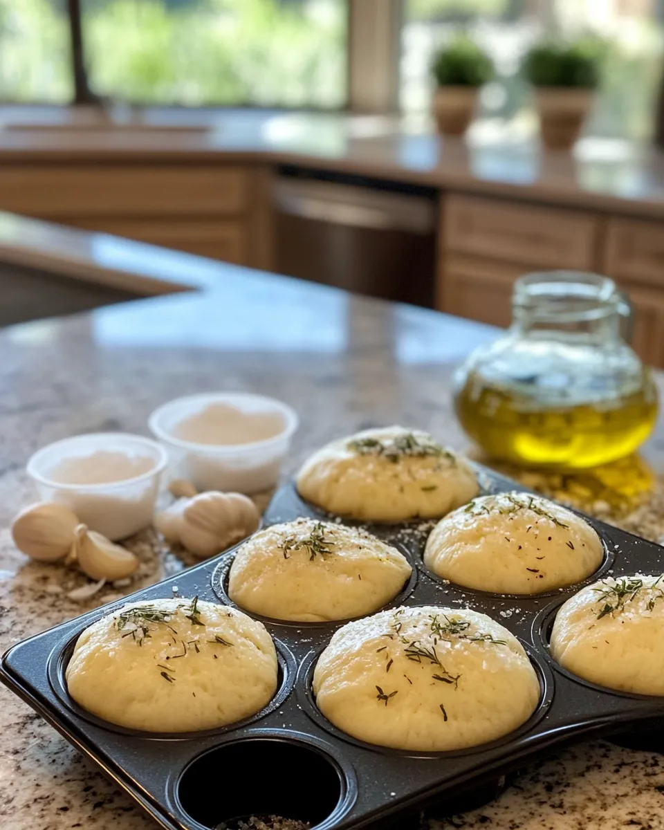 Ingredients for Heavenly Garlic Rosemary Focaccia Muffins: A Flavorful Twist on a Classic Treat
