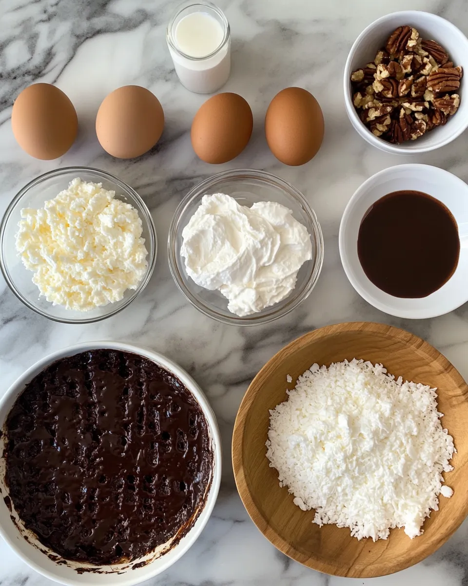 Ingredients for Irresistibly Decadent: Dive Into the Delight of German Chocolate Poke Cake