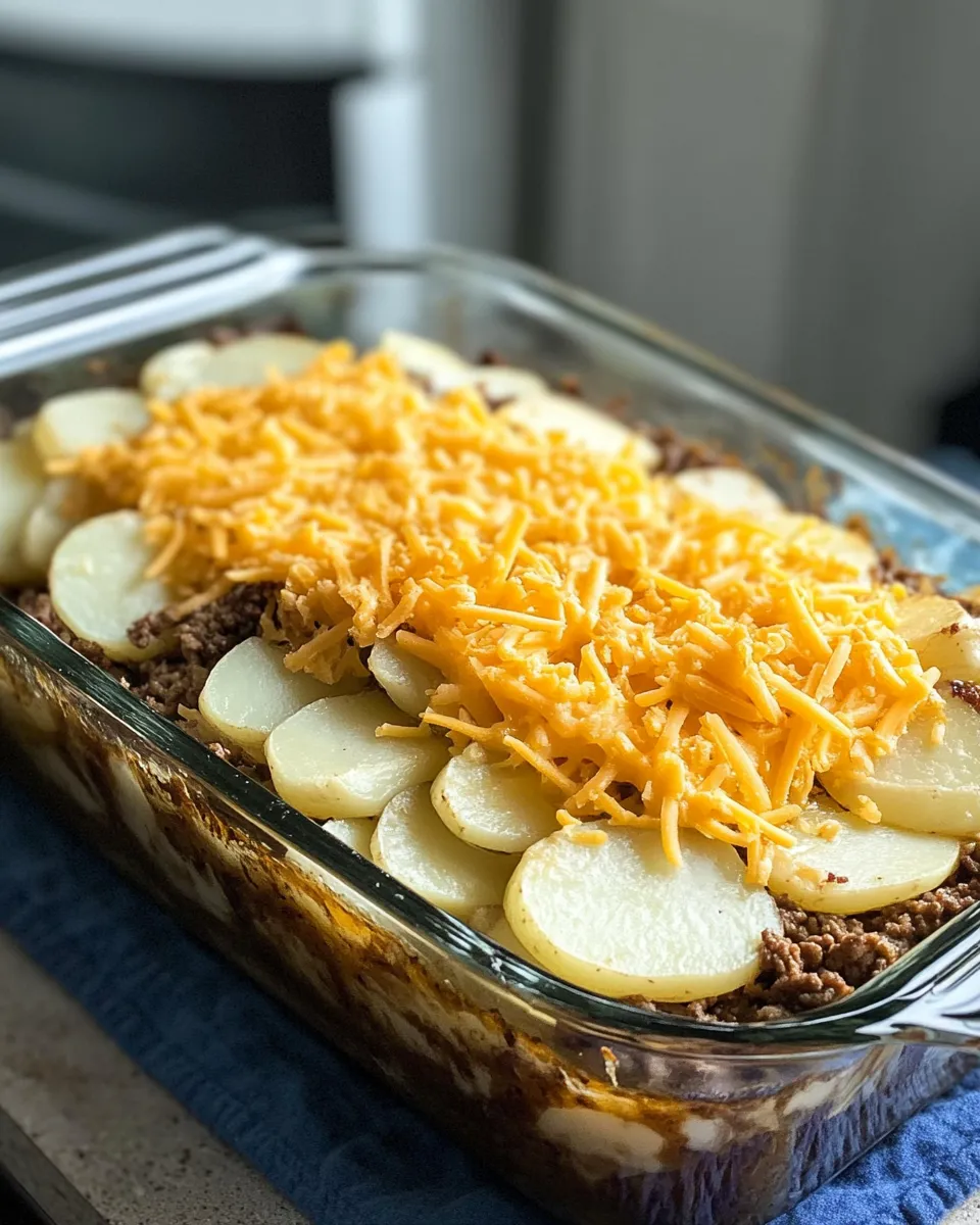 Ingredients for Hearty Hobo Casserole: A Rustic Ground Beef and Potato Bake You’ll Love