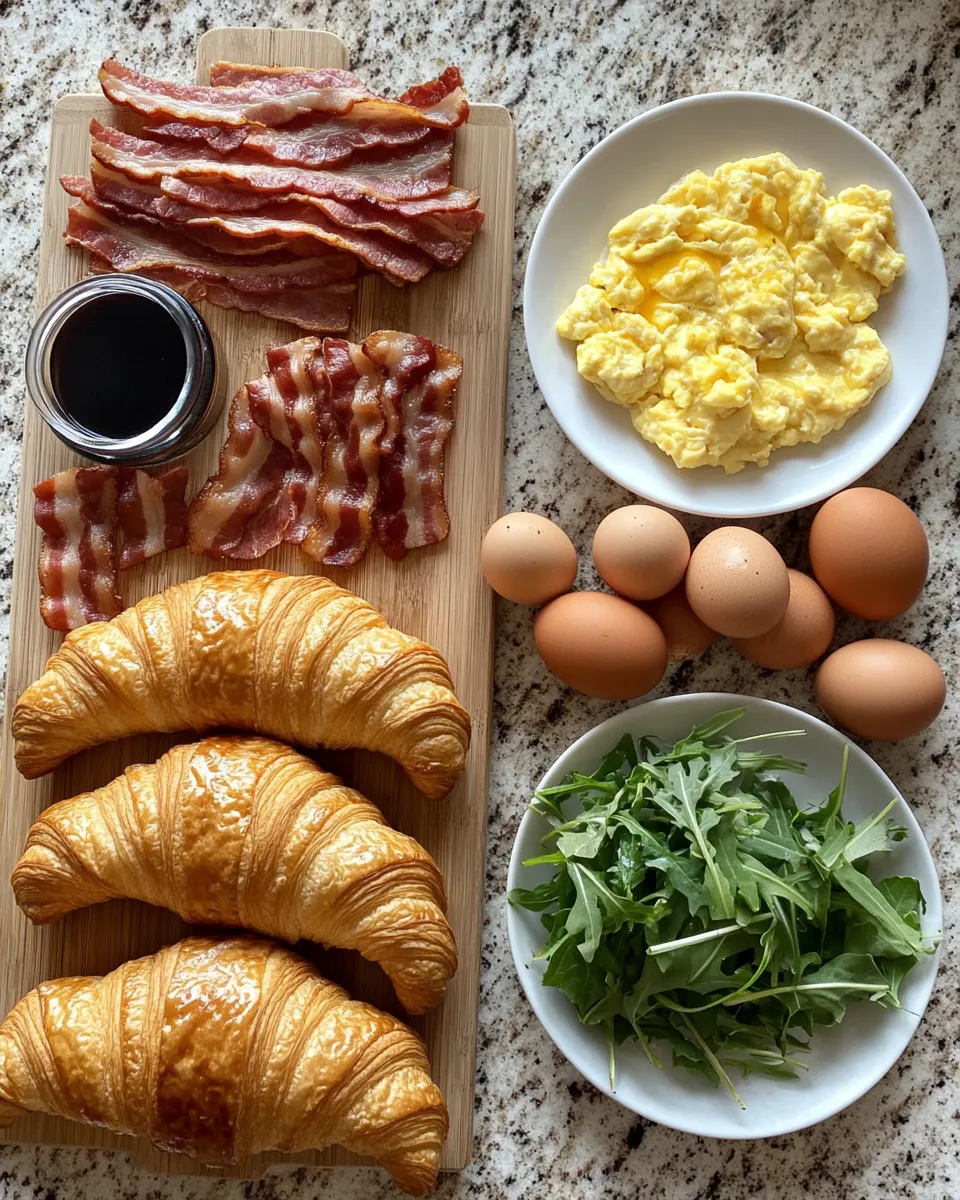 Ingredients for Rise and Shine with a Maple Mustard Croissant Breakfast Sandwich Delight