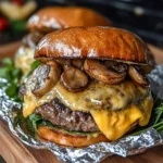 Photo of featured for Sizzle and Serve: Mouthwatering Mushroom and Swiss Burger Foil Packets