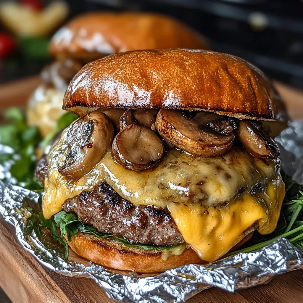 Photo of featured for Sizzle and Serve: Mouthwatering Mushroom and Swiss Burger Foil Packets
