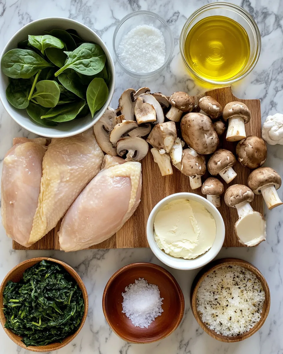 Ingredients for Savory Delights: Irresistible Mushroom Stuffed Chicken Breast Recipe