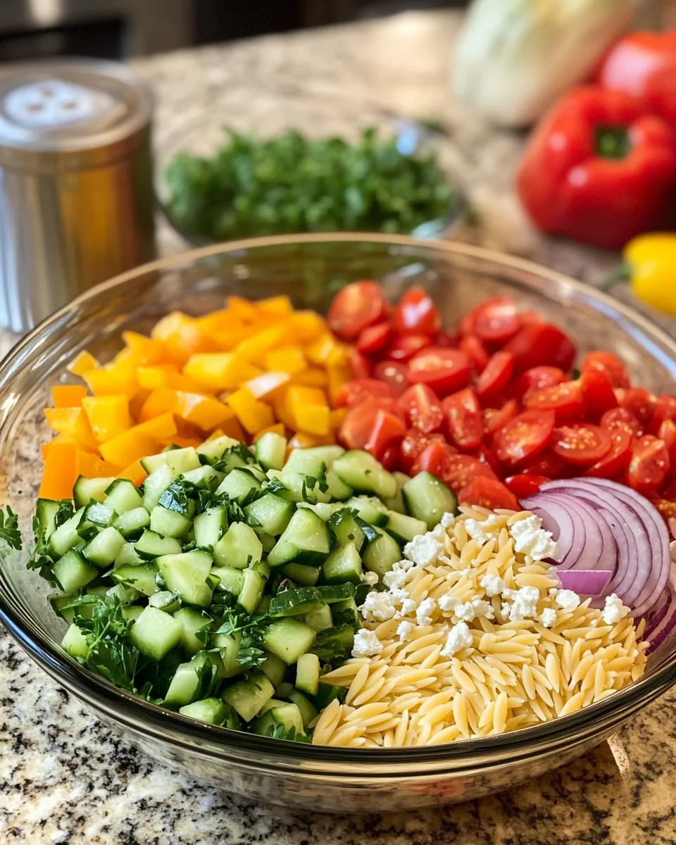 Ingredients for Colorful Orzo Salad: A Fresh and Flavorful Delight for Any Occasion