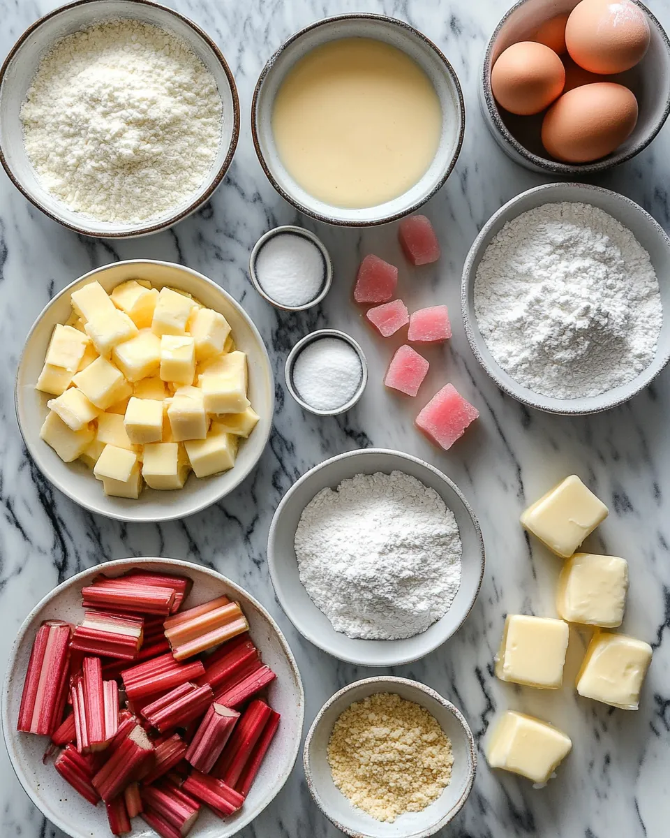 Ingredients for Delight in Every Bite: Irresistible Rhubarb Custard Bars