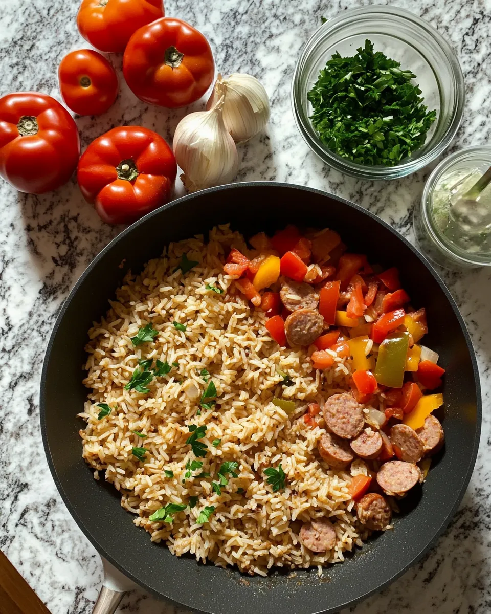 Ingredients for One-Pan Wonders: Savory Sausage and Rice Skillet Delight