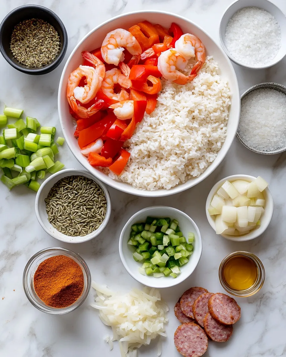 Ingredients for Savor the South: Irresistible Shrimp Sausage Dirty Rice Recipe