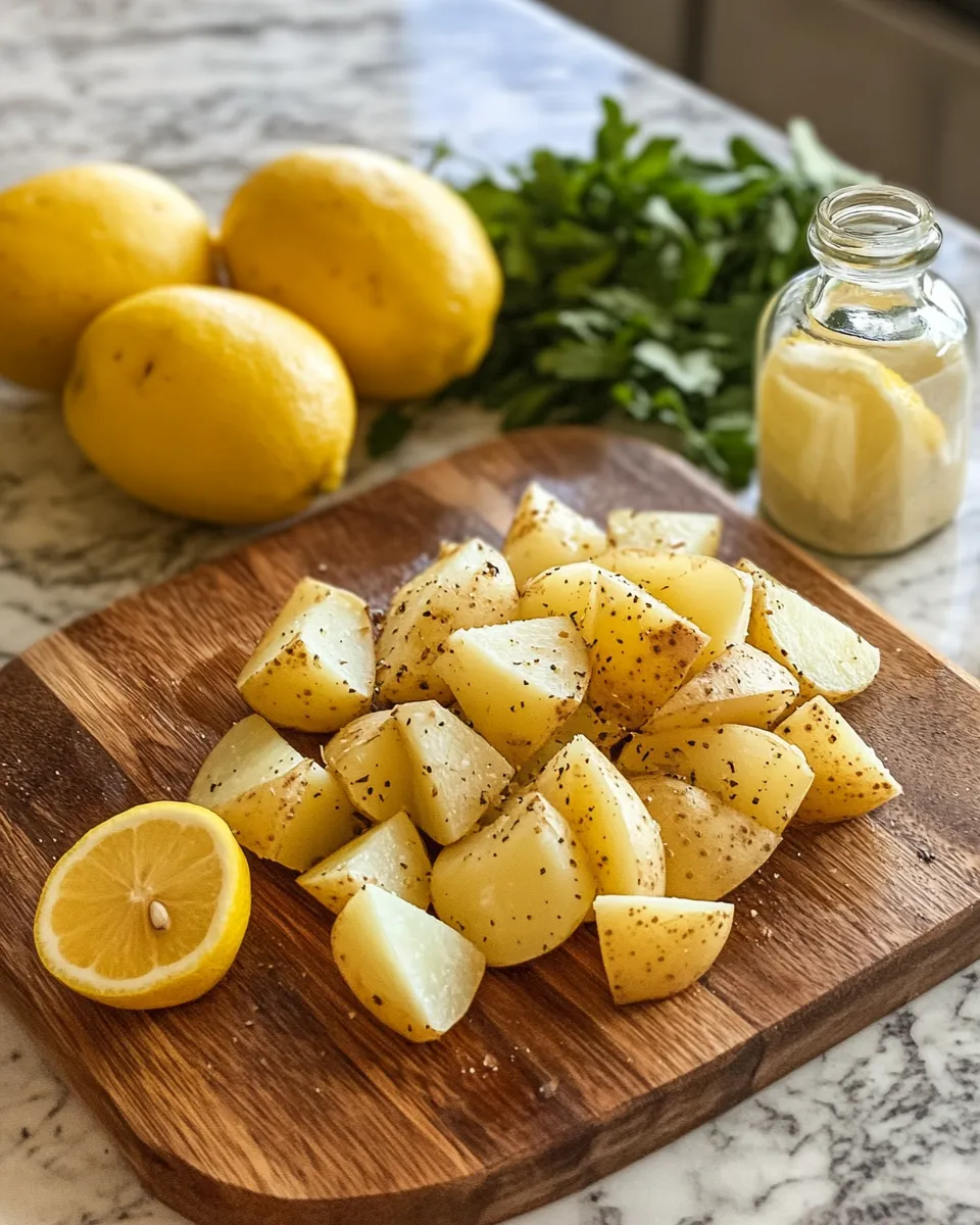 Ingredients for Unveil the Secret to Perfectly Slow Roasted Greek Lemon Potatoes