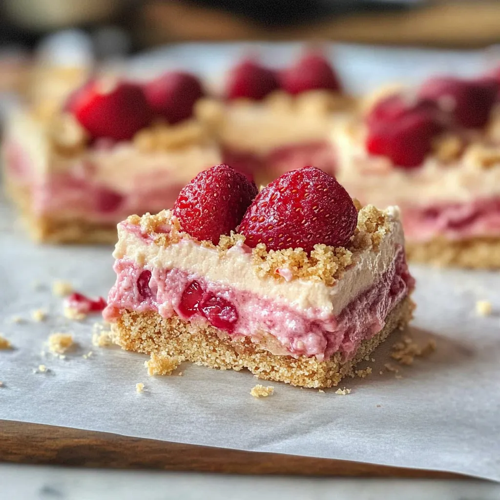 Photo of featured for Decadent Strawberry Rhubarb Cheesecake Bars You Can't Resist
