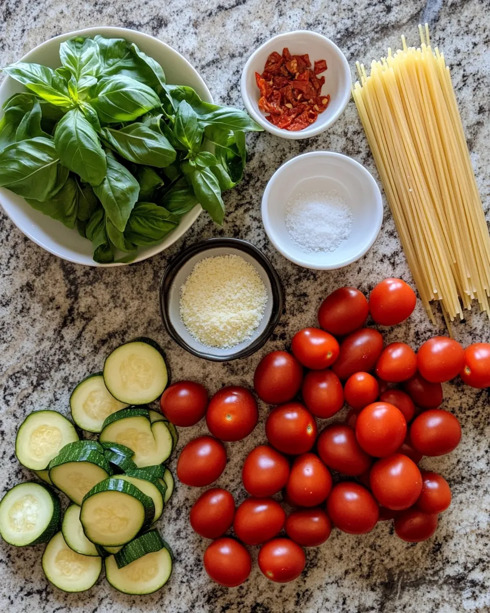 Ingredients for Deliciously Fresh Tomato Zucchini Pasta: A Summer Delight
