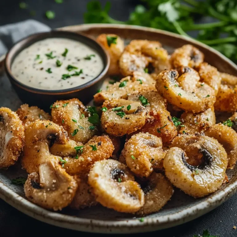 Fried Sliced Mushrooms with Ranch